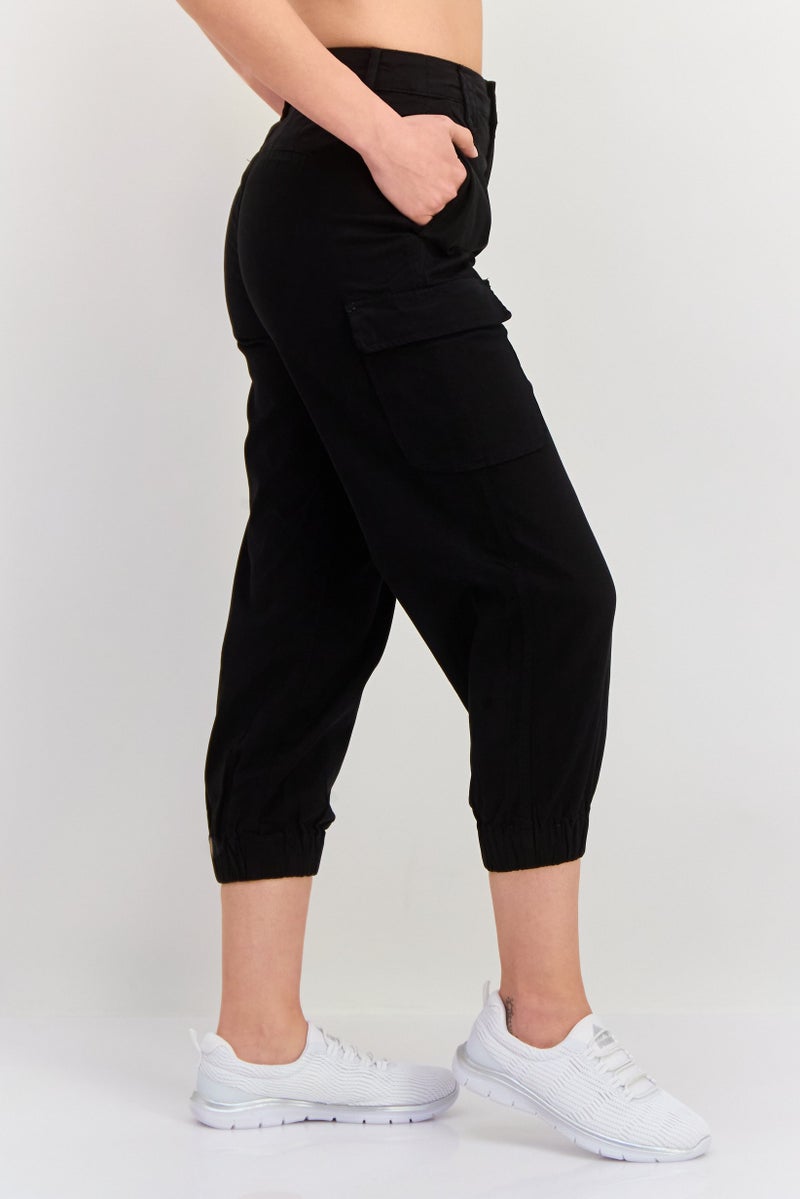 ONLY Women Regular Fit Solid Belted Cargo Pants, Black - Image 2